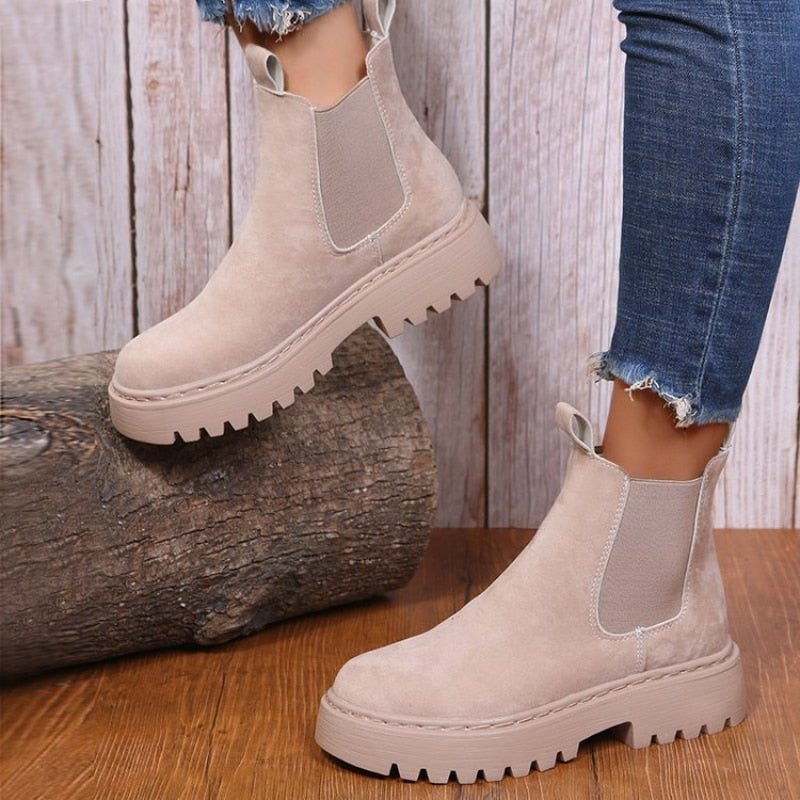 Women's Platform Chelsea Boots with Elastic Panels