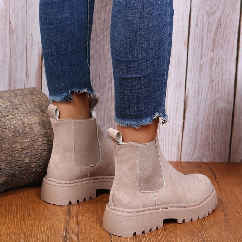 Women's Platform Chelsea Boots with Elastic Panels