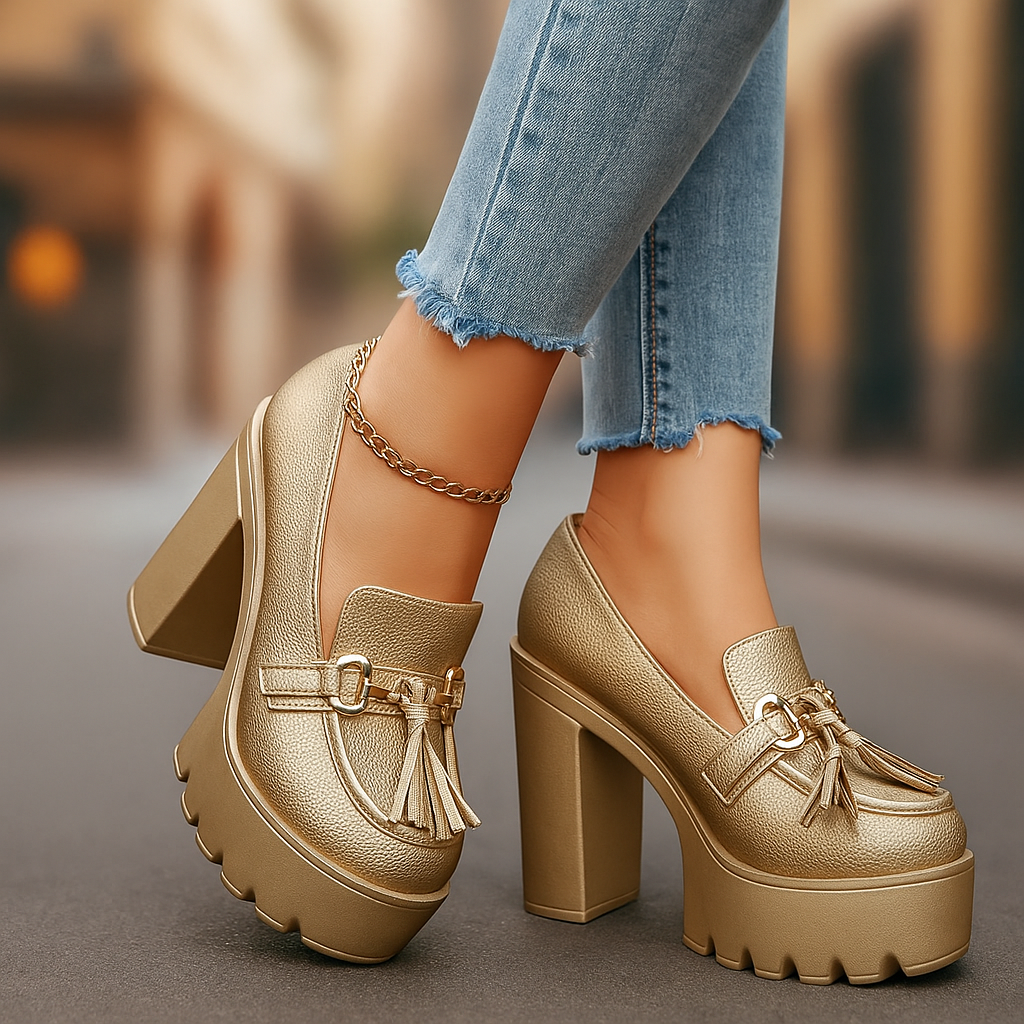 Women's Platform Loafers with Tassel Detail