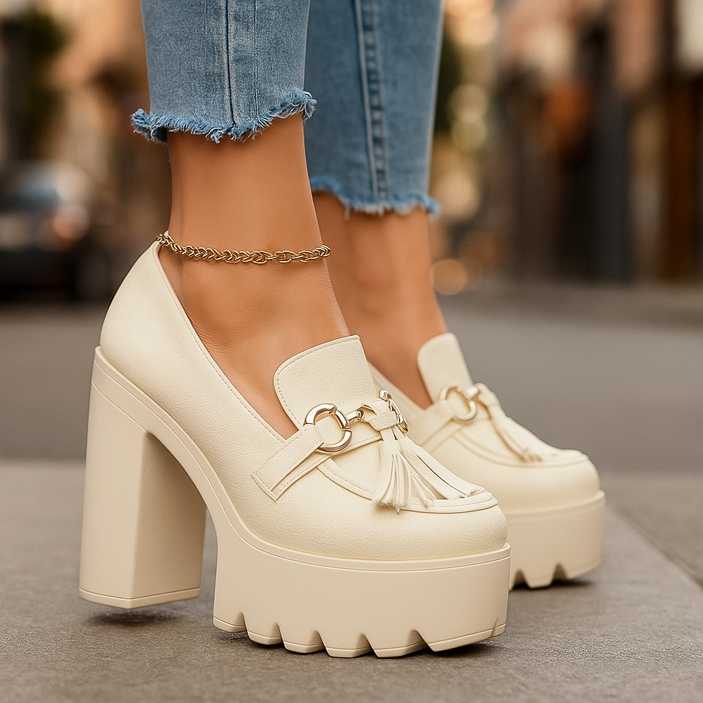Women's Platform Loafers with Tassel Detail
