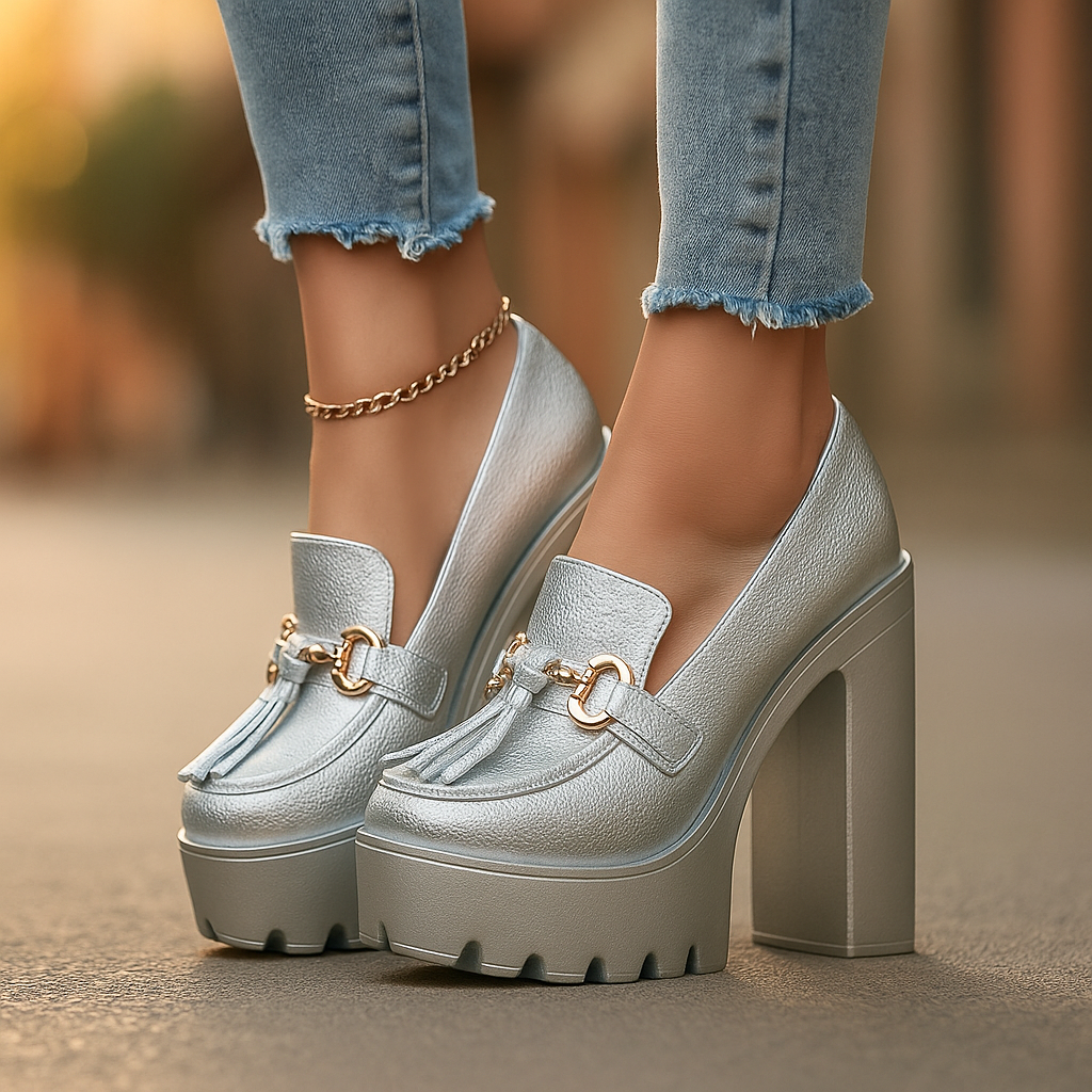 Women's Platform Loafers with Tassel Detail