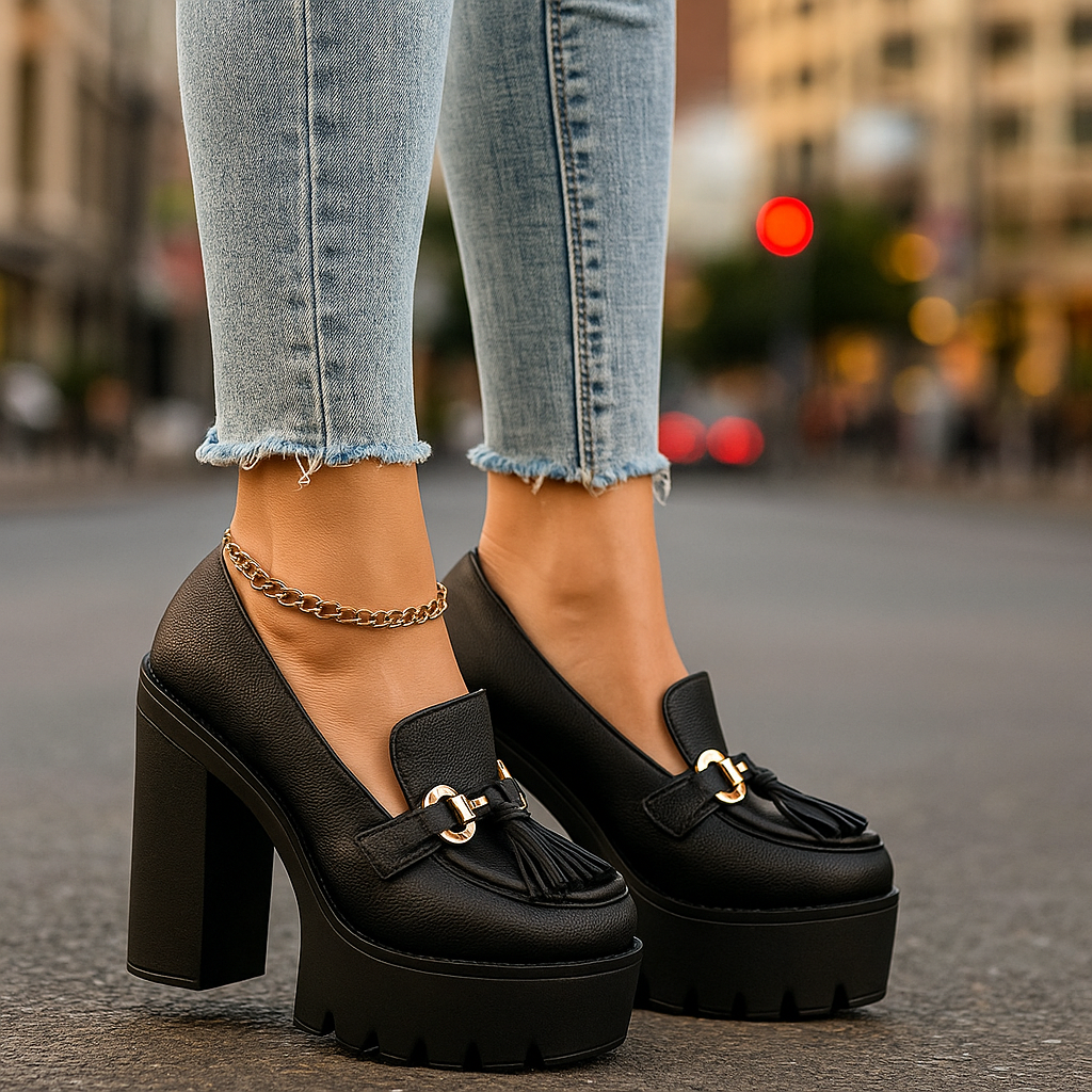 Women's Platform Loafers with Tassel Detail