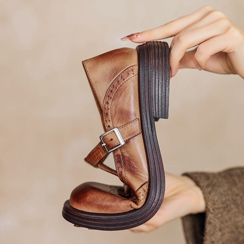 Women's Platform T-Strap Mary Jane Shoes