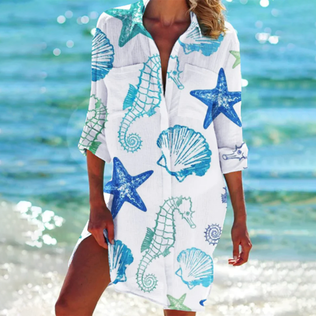 Women's Printed Button-Down Mini Shirt Dress