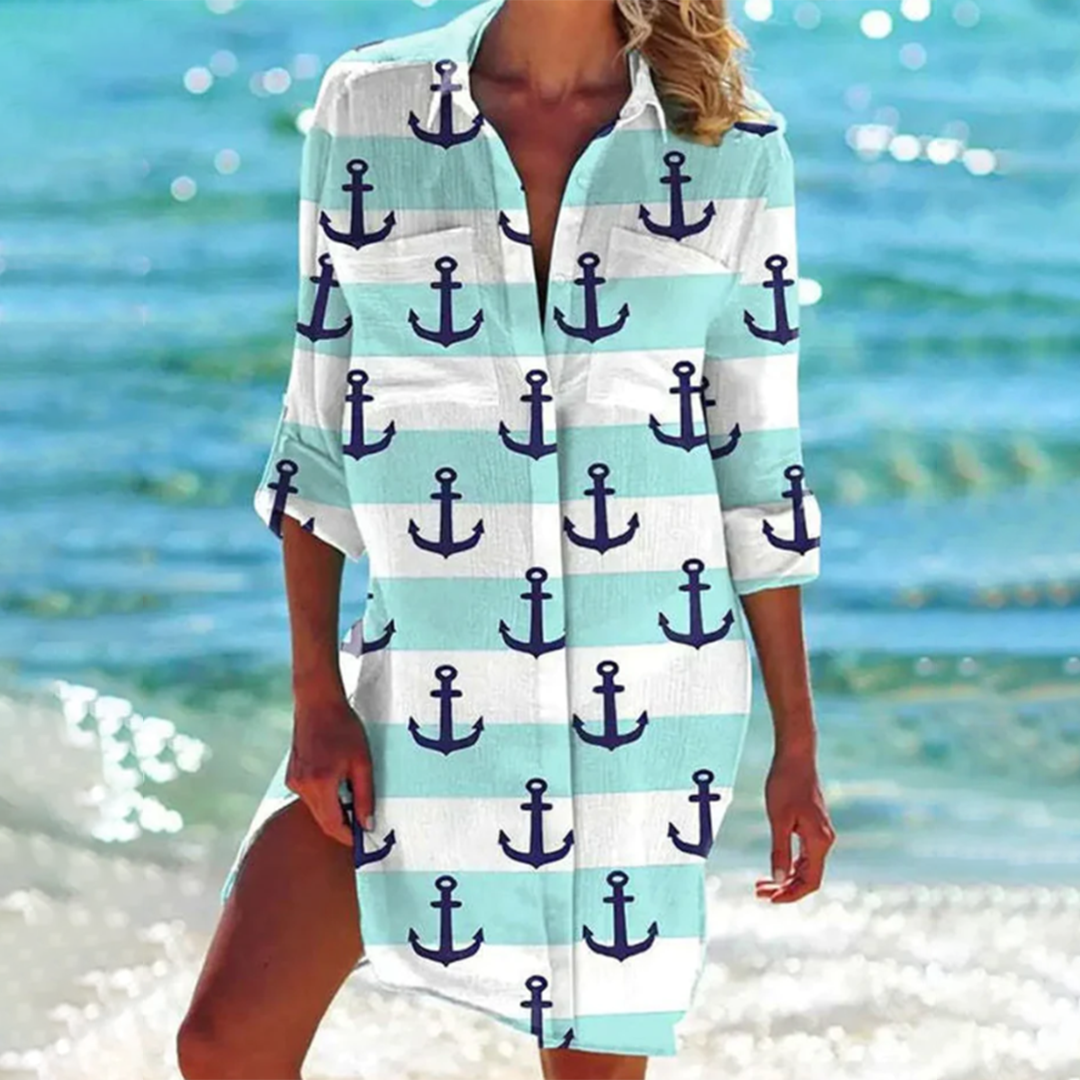Women's Printed Button-Down Mini Shirt Dress