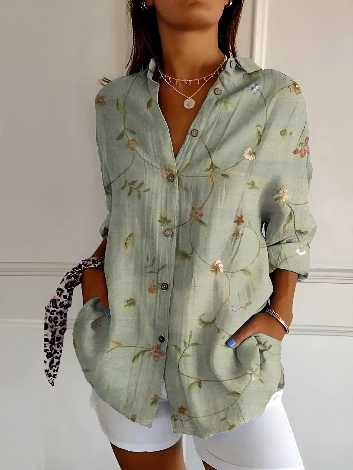 Women's Printed Button-Down Shirt