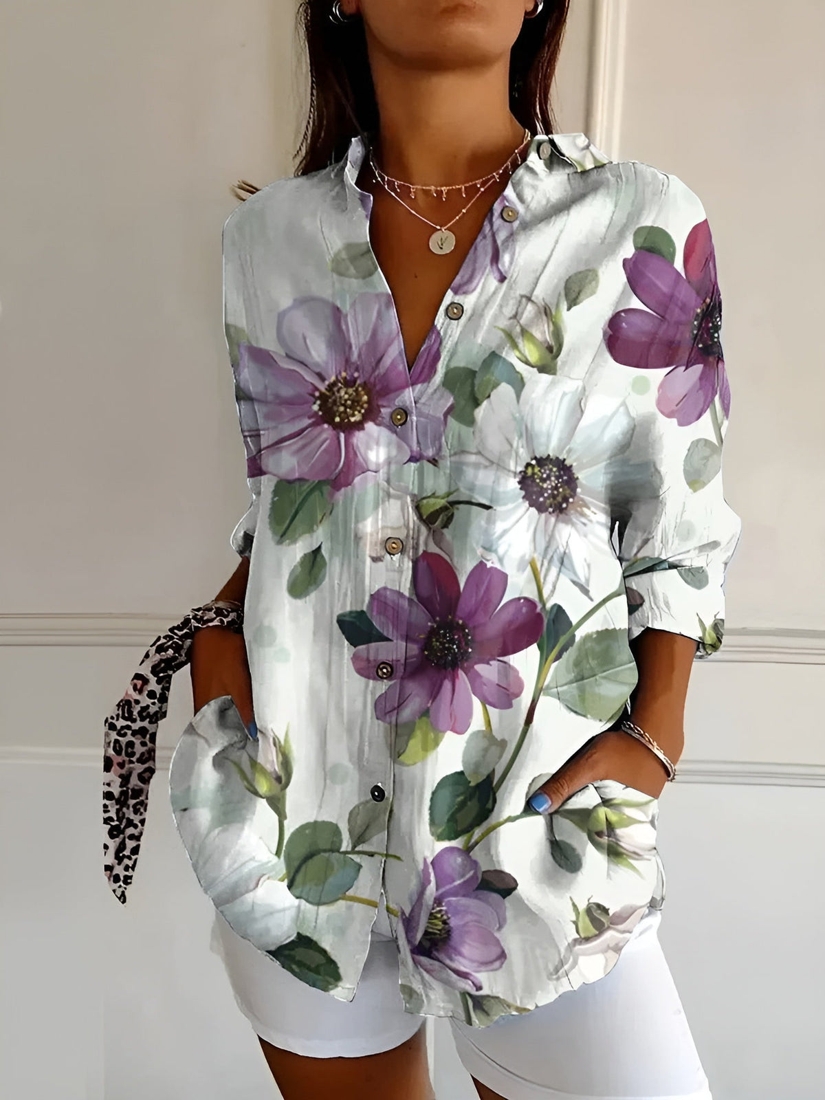 Women's Printed Button-Down Shirt