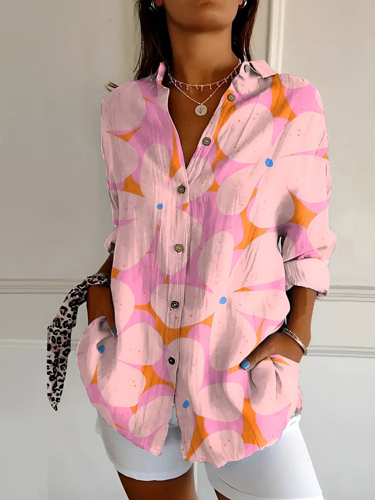 Women's Printed Button-Down Shirt