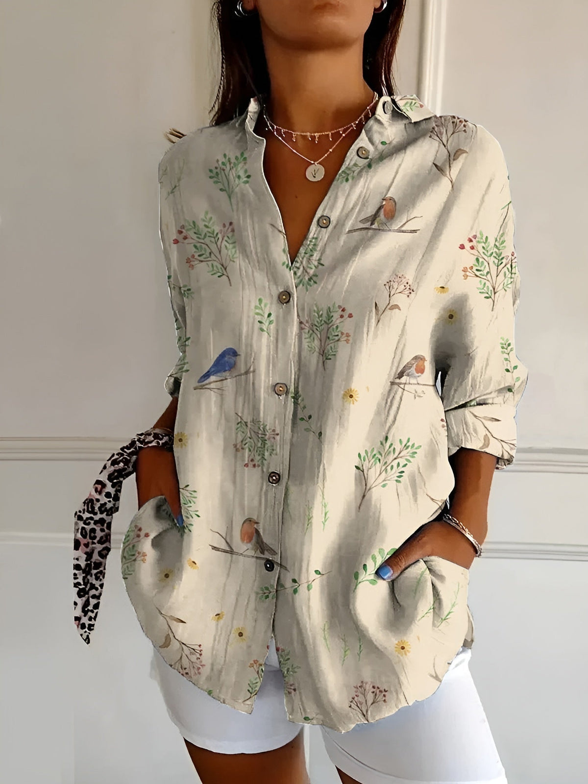 Women's Printed Button-Down Shirt