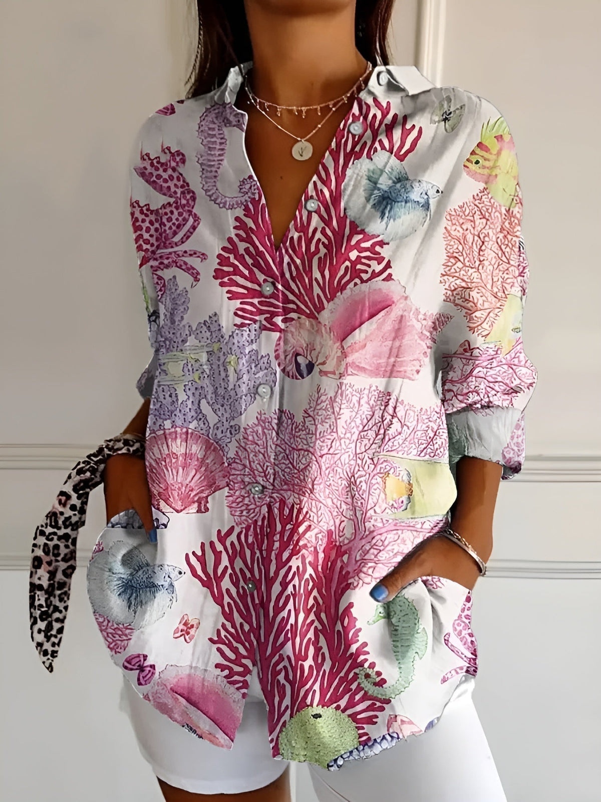 Women's Printed Button-Down Shirt