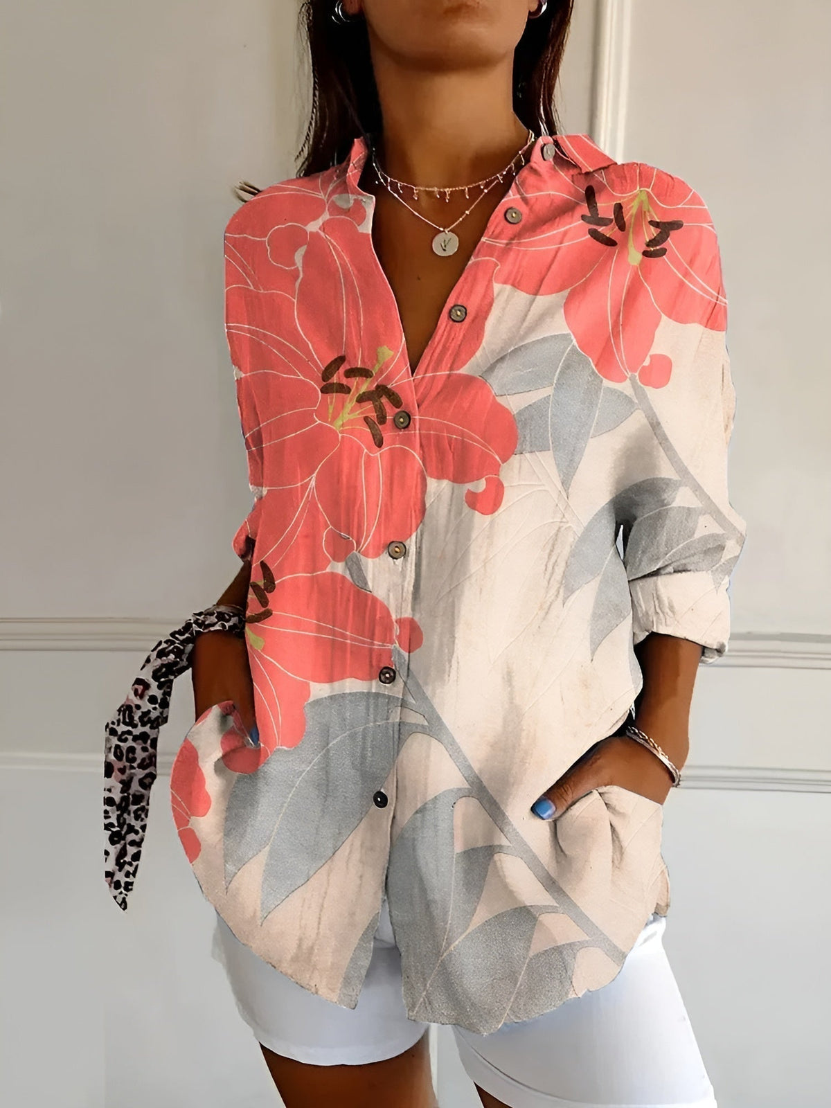 Women's Printed Button-Down Shirt