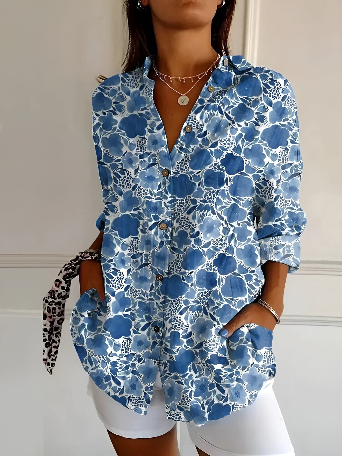 Women's Printed Button-Down Shirt