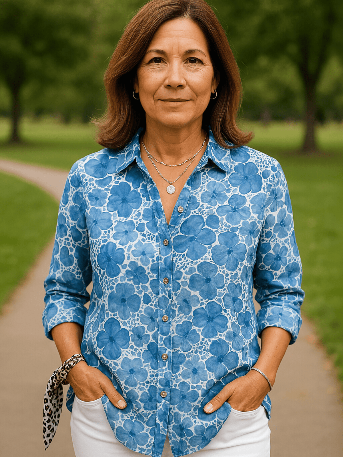 Women's Printed Button-Down Shirt