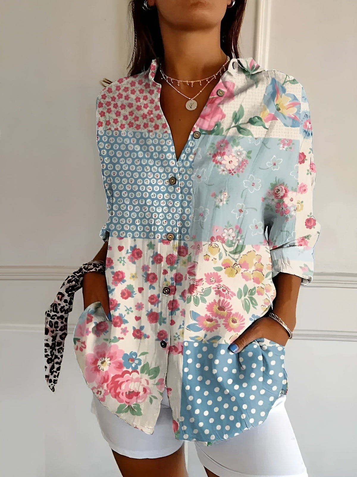 Women's Printed Button-Down Shirt