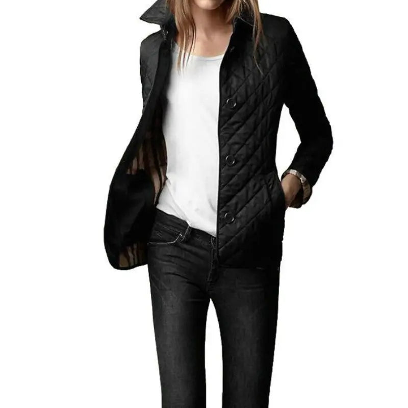 Women's Quilted Long-Sleeve Winter Jacket with Flattering Fit