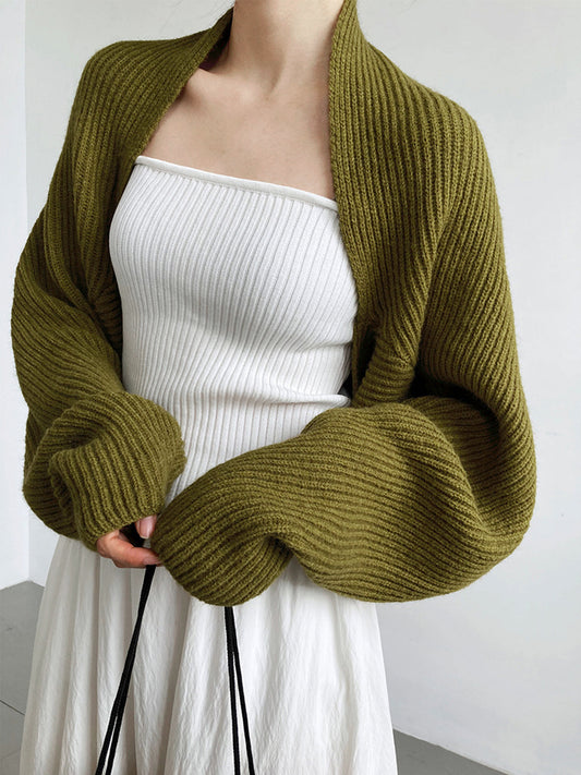 Women's Regular Fit Open-Front Long-Sleeve Shrug Sweater