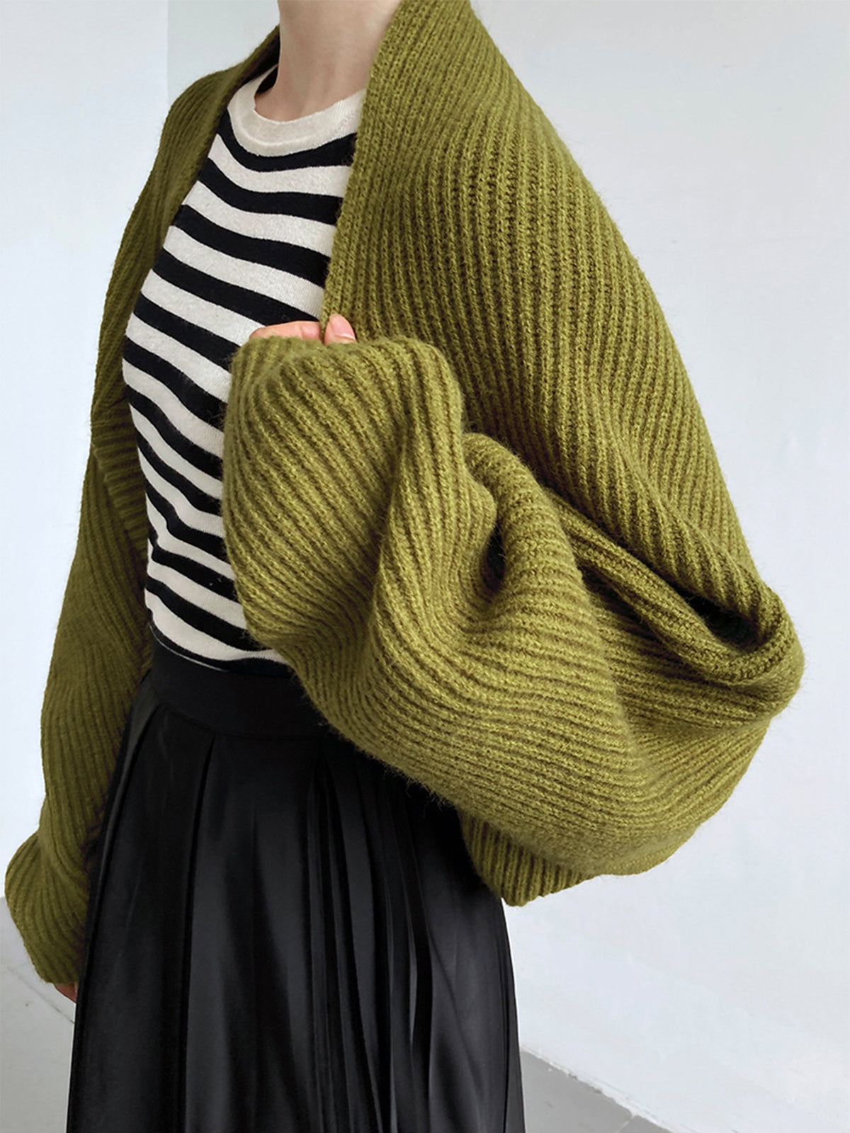 Women's Regular Fit Open-Front Long-Sleeve Shrug Sweater