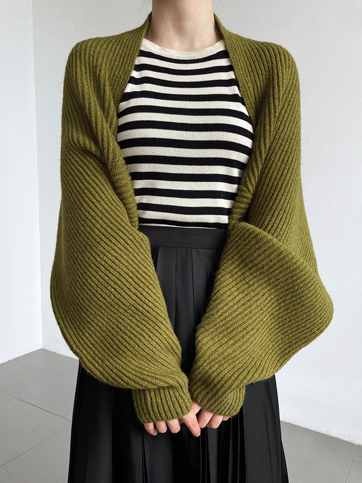 Women's Regular Fit Open-Front Long-Sleeve Shrug Sweater