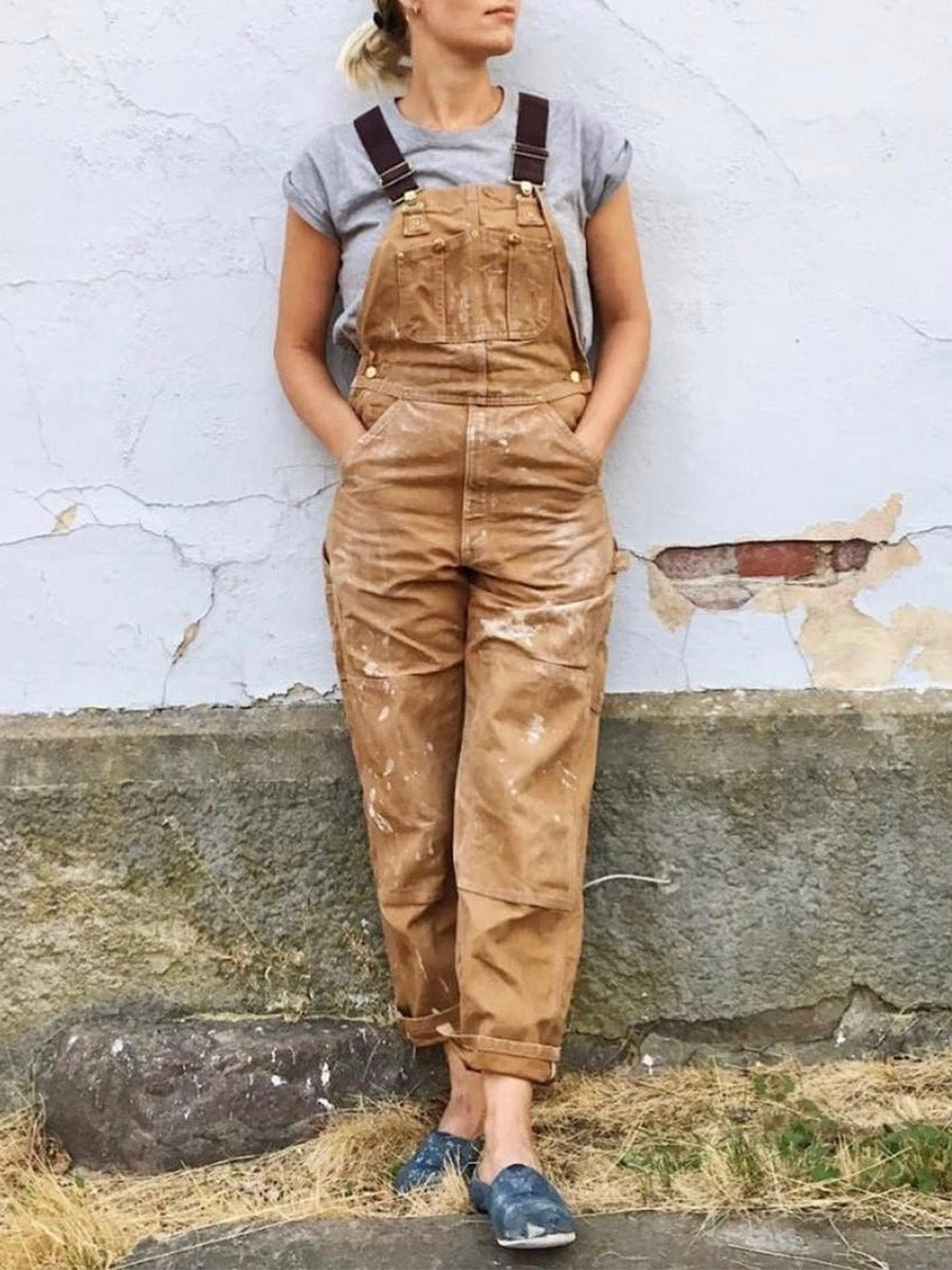 Women's Relaxed-Fit Adjustable-Strap Bib Overalls