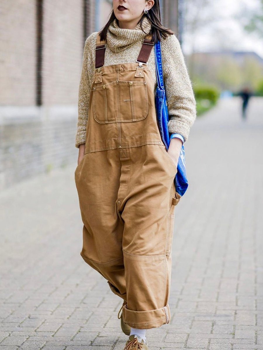 Women's Relaxed-Fit Adjustable-Strap Bib Overalls