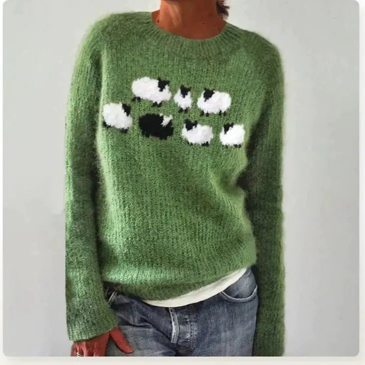 Women's Relaxed Fit Boat Neck Multicolour Nordic Jumper