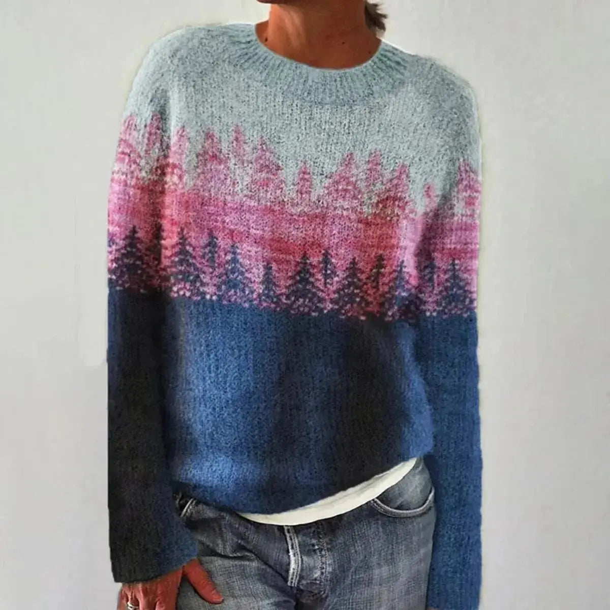 Women's Relaxed Fit Boat Neck Multicolour Nordic Jumper