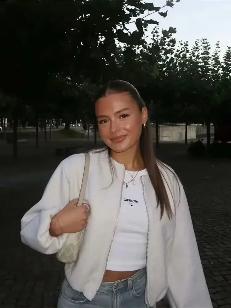 Women's Relaxed Fit Casual Bomber Jacket