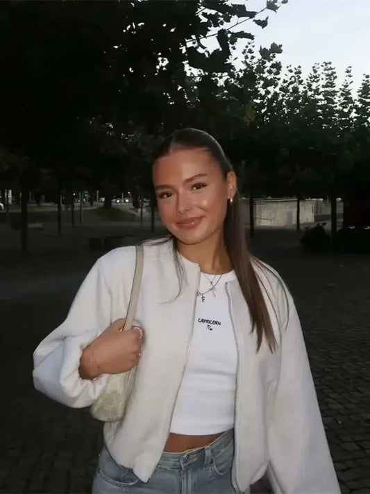 Women's Relaxed Fit Casual Bomber Jacket