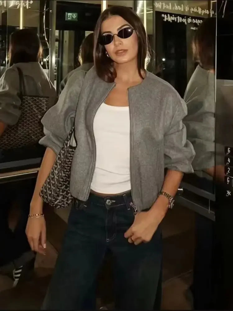 Women's Relaxed Fit Casual Bomber Jacket