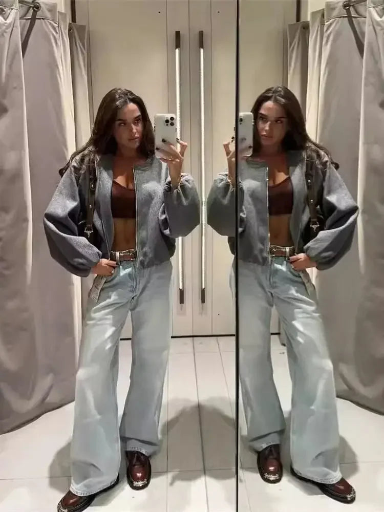Women's Relaxed Fit Casual Bomber Jacket