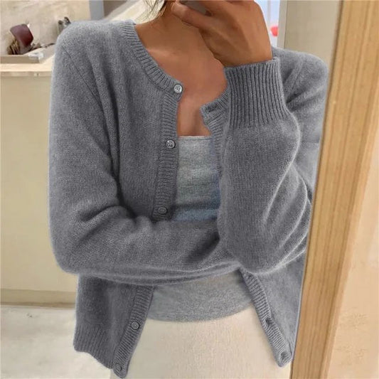 Women's Relaxed Fit Cropped Button-Front Cardigan