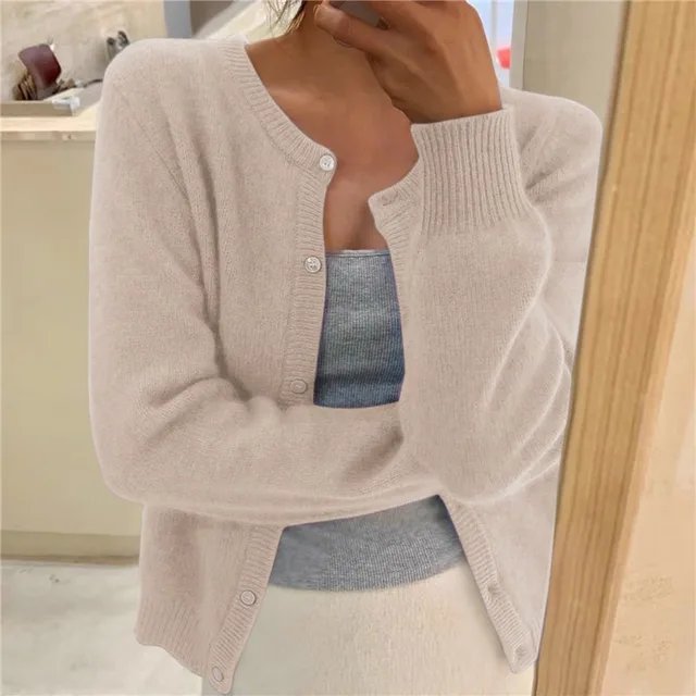 Women's Relaxed Fit Cropped Button-Front Cardigan