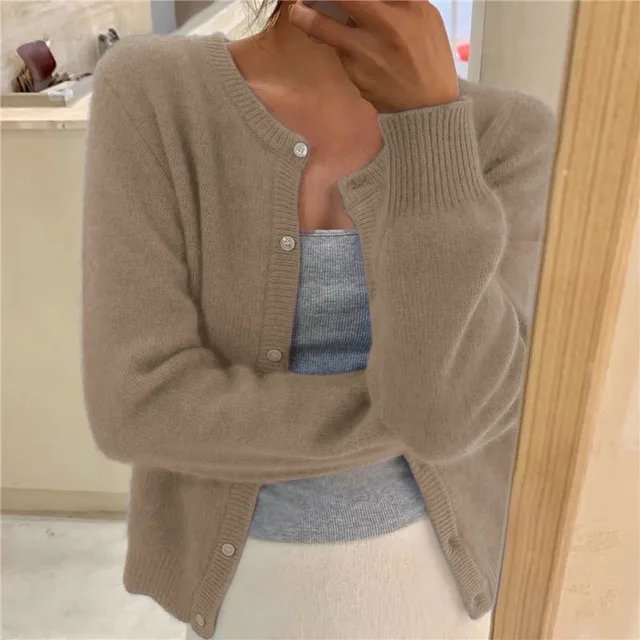 Women's Relaxed Fit Cropped Button-Front Cardigan