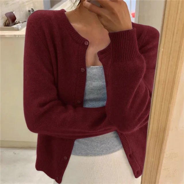 Women's Relaxed Fit Cropped Button-Front Cardigan