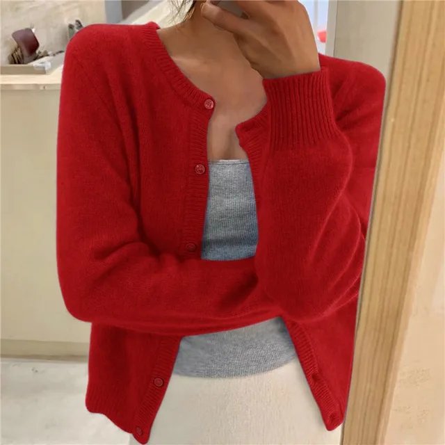 Women's Relaxed Fit Cropped Button-Front Cardigan