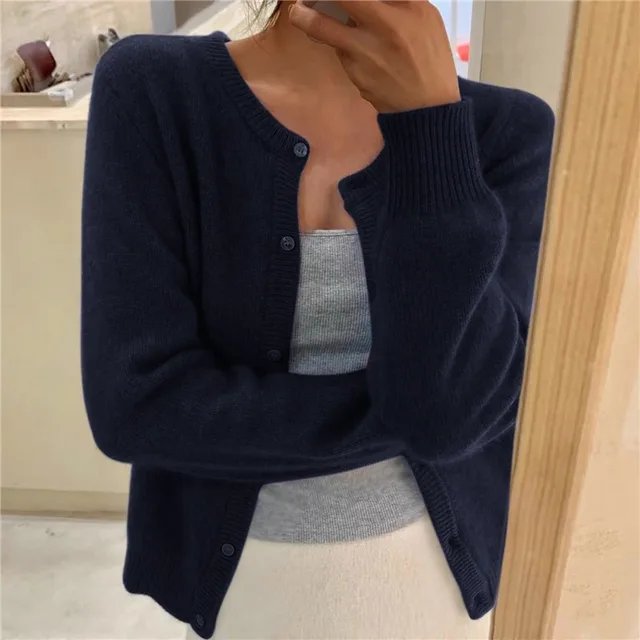 Women's Relaxed Fit Cropped Button-Front Cardigan