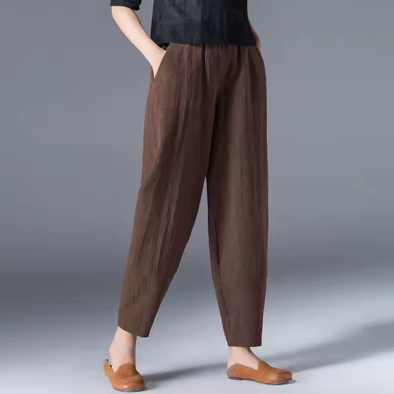 Women's Relaxed-Fit Elastic-Waist Tapered Ankle Pants