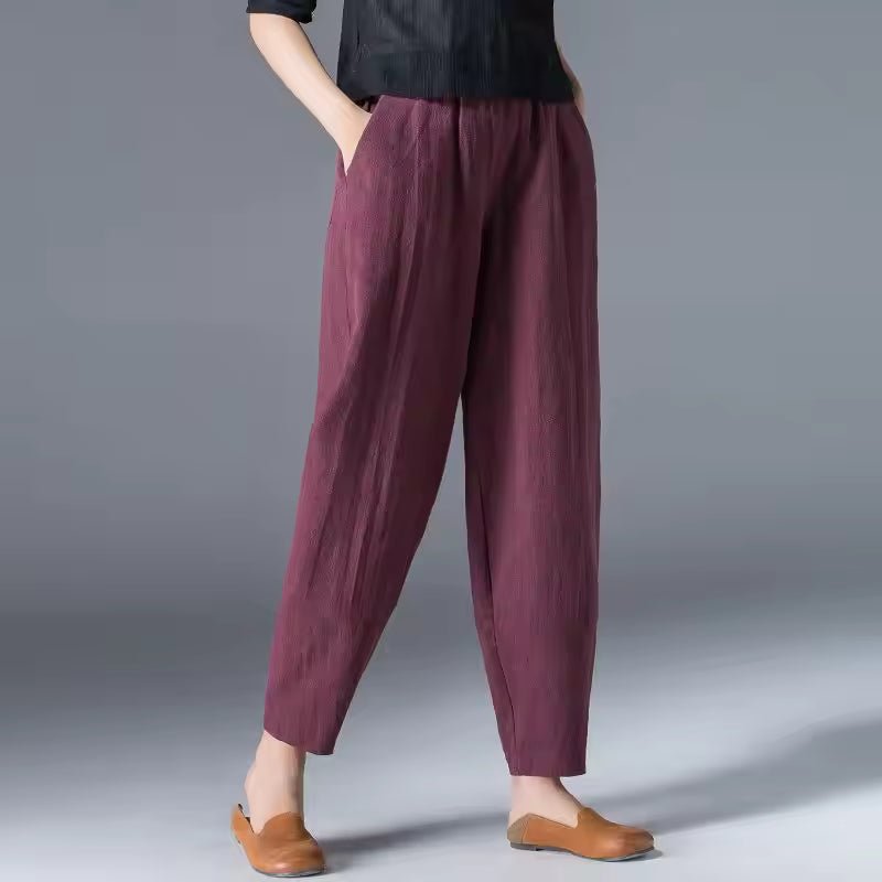 Women's Relaxed-Fit Elastic-Waist Tapered Ankle Pants
