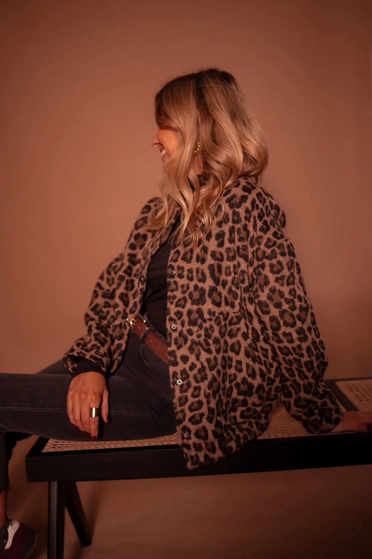 Women's Relaxed-Fit Leopard Print Jacket with Button Closure