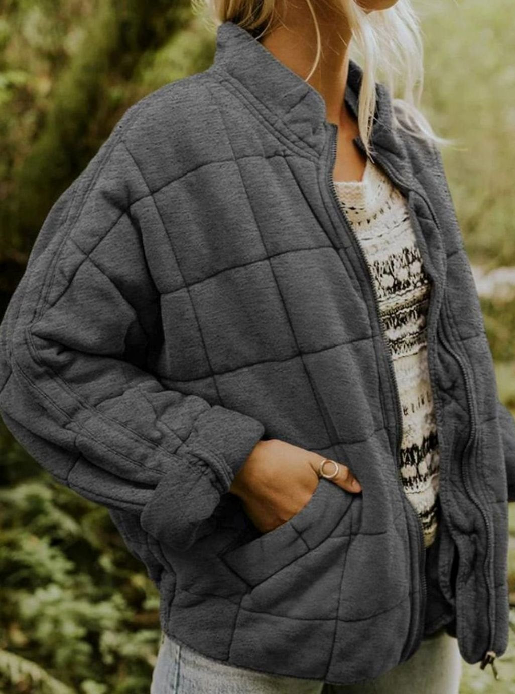 Women's Relaxed-Fit Lightweight Quilted Zip-Up Coat