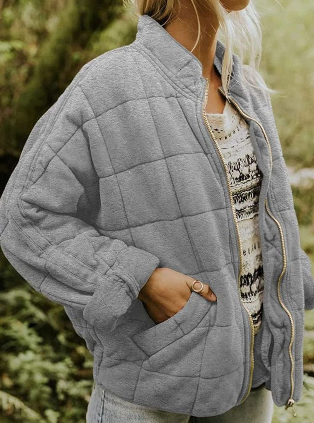 Women's Relaxed-Fit Lightweight Quilted Zip-Up Coat