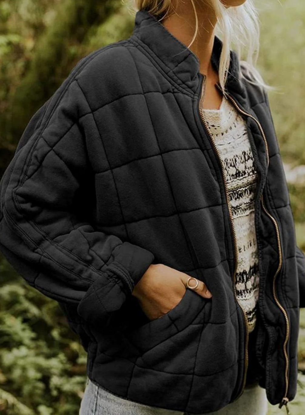 Women's Relaxed-Fit Lightweight Quilted Zip-Up Coat