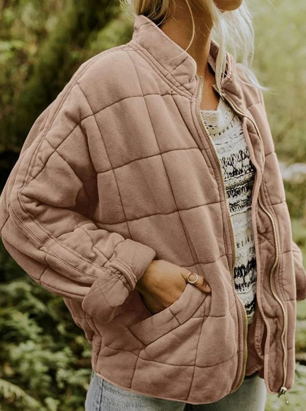 Women's Relaxed-Fit Lightweight Quilted Zip-Up Coat