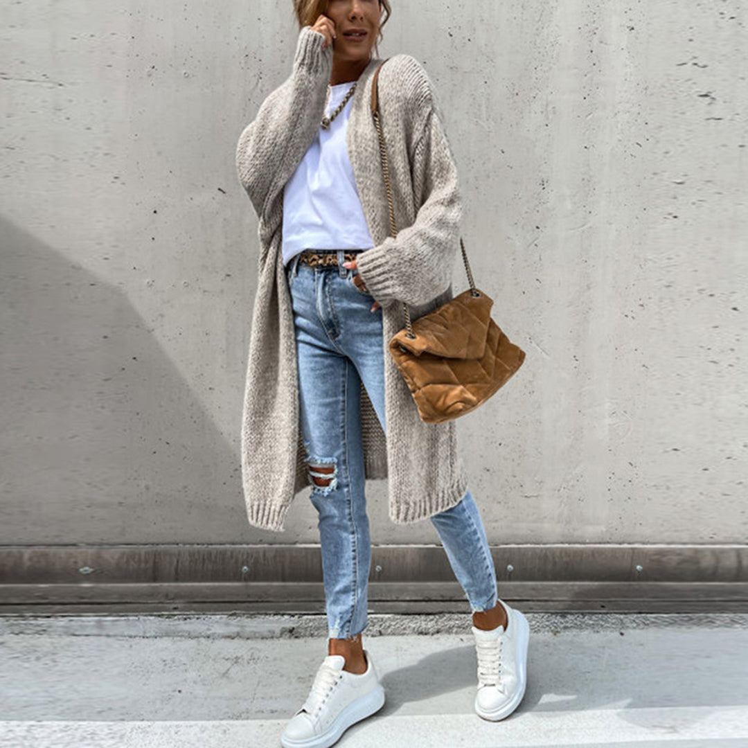 Women's Relaxed-Fit Long Open-Front Cardigan