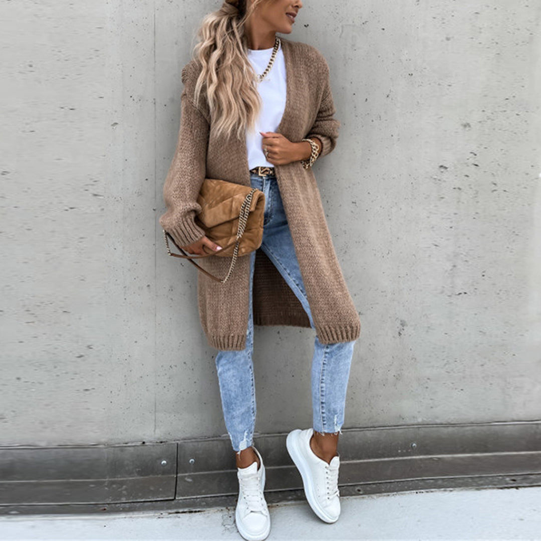 Women's Relaxed-Fit Long Open-Front Cardigan