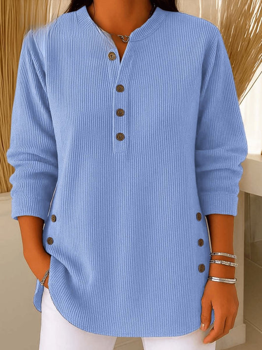 Women's Relaxed-Fit Longline Henley Tunic Top