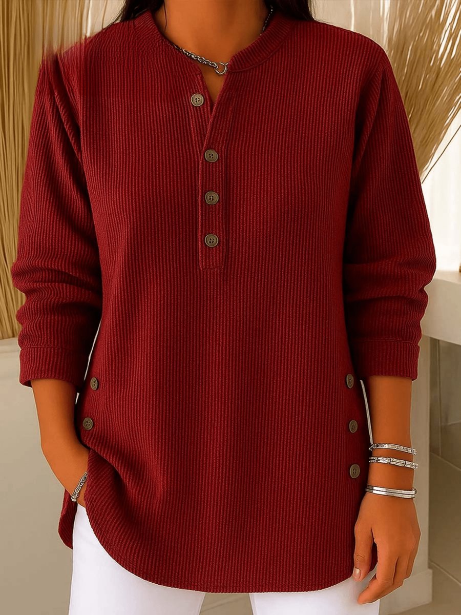 Women's Relaxed-Fit Longline Henley Tunic Top