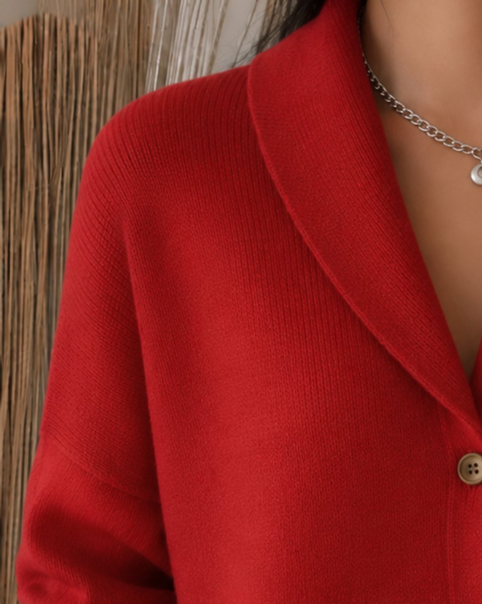 Women's Relaxed-Fit Polo Collar Button-Up Cardigan