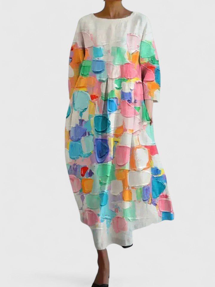 Women's Relaxed-Fit Sea Turtle Print Long-Sleeve Midi Dress