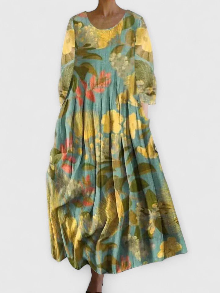 Women's Relaxed-Fit Sea Turtle Print Long-Sleeve Midi Dress